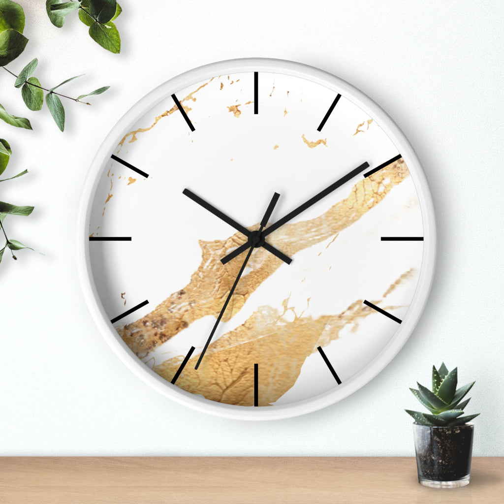 White and Gold Marble Design Elegant Wall Clock, Home Decor, Wall Art, Modern Decor for Home, Office, and Living Room