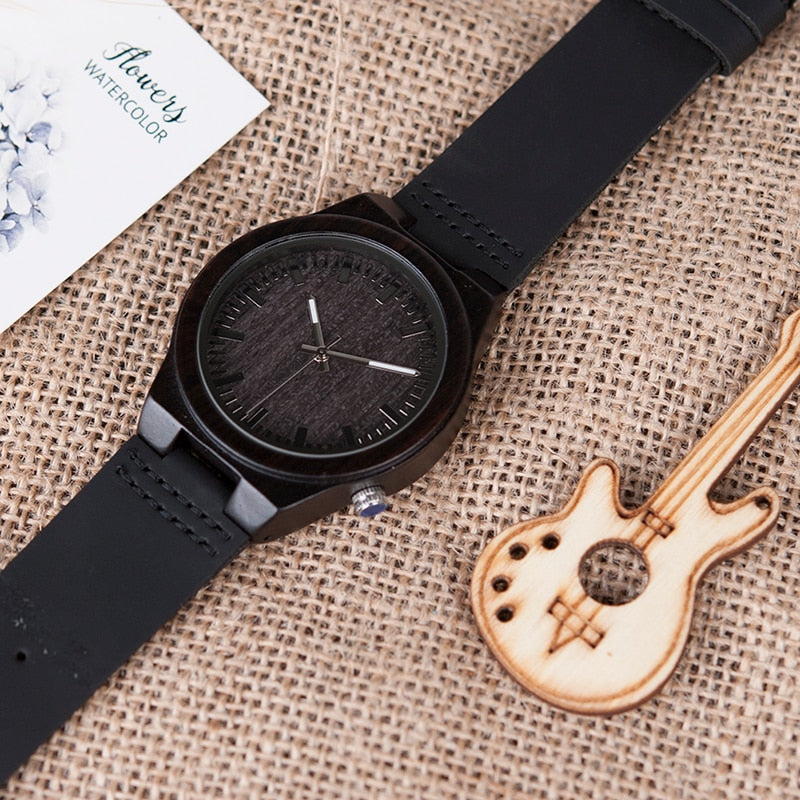 The Everyday Black on Black Bamboo Watch