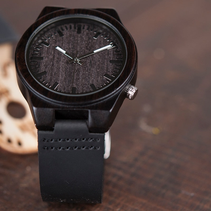The Everyday Black on Black Bamboo Watch