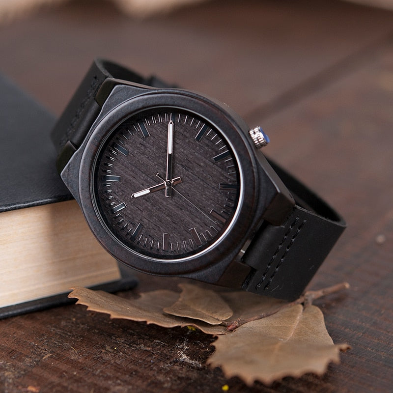 The Everyday Black on Black Bamboo Watch