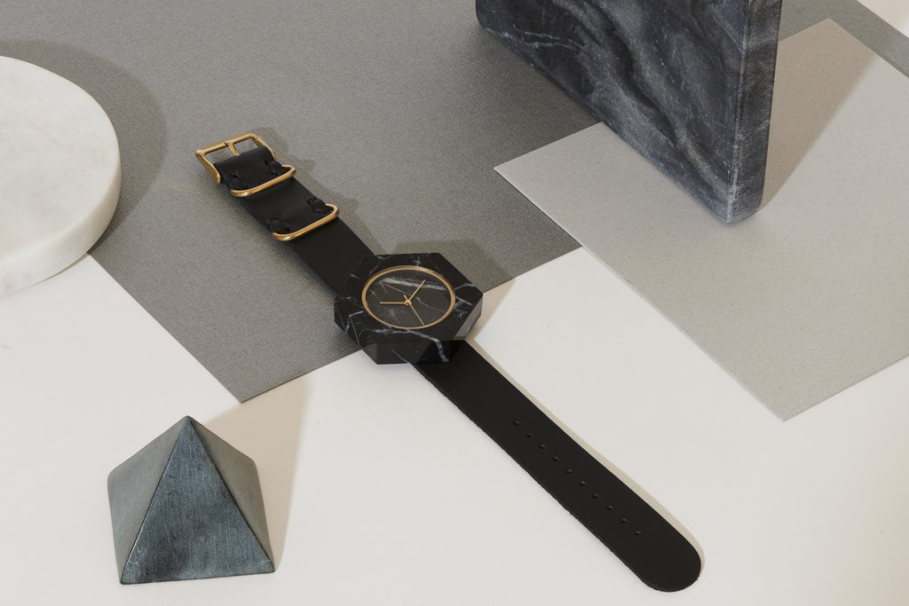 Black Marble Hex Mason Watch - Analog Watch Co.