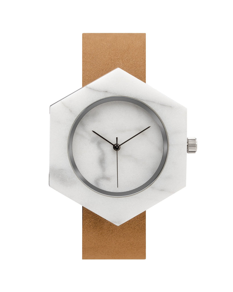 White Marble Hex Mason Watch Straps (WATCH NOT FOR SALE) - Analog Watch Co.