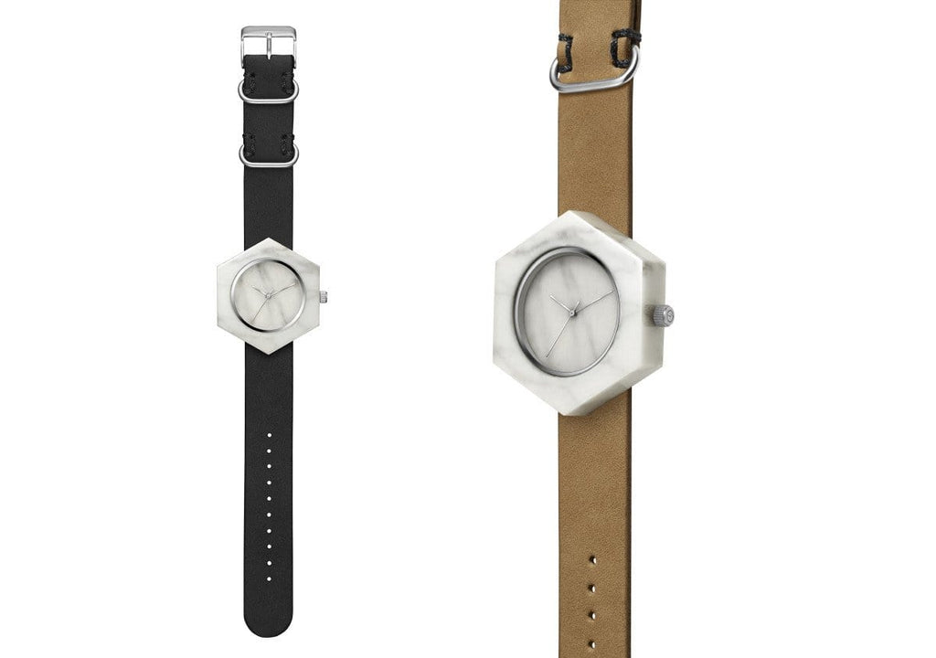 White Marble Hex Mason Watch Straps (WATCH NOT FOR SALE) - Analog Watch Co.