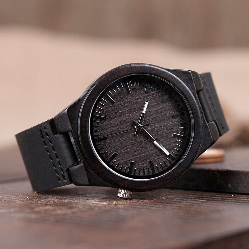 The Everyday Black on Black Bamboo Watch