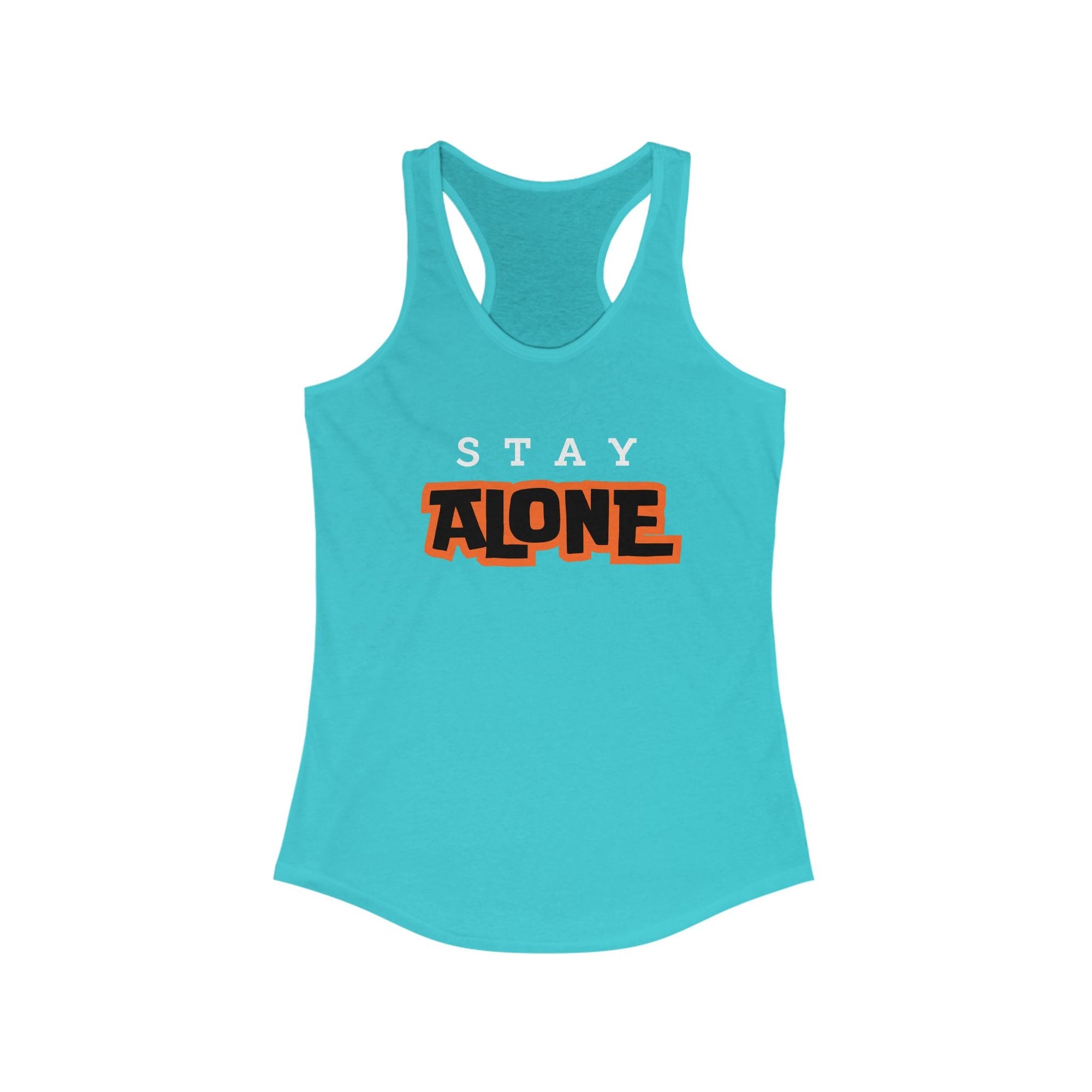 Workout Tank Tops for Women - Gym Exercise Athletic - Yoga Tops Racerback Sports Shirts - Stay Alone - Shirt Print