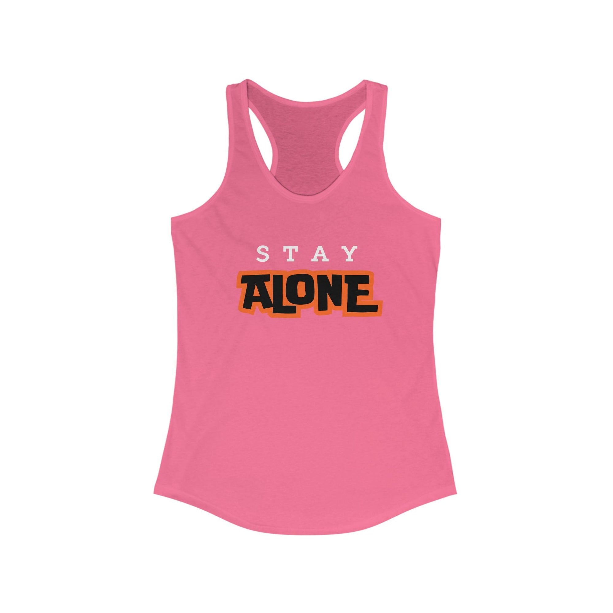 Workout Tank Tops for Women - Gym Exercise Athletic - Yoga Tops Racerback Sports Shirts - Stay Alone - Shirt Print