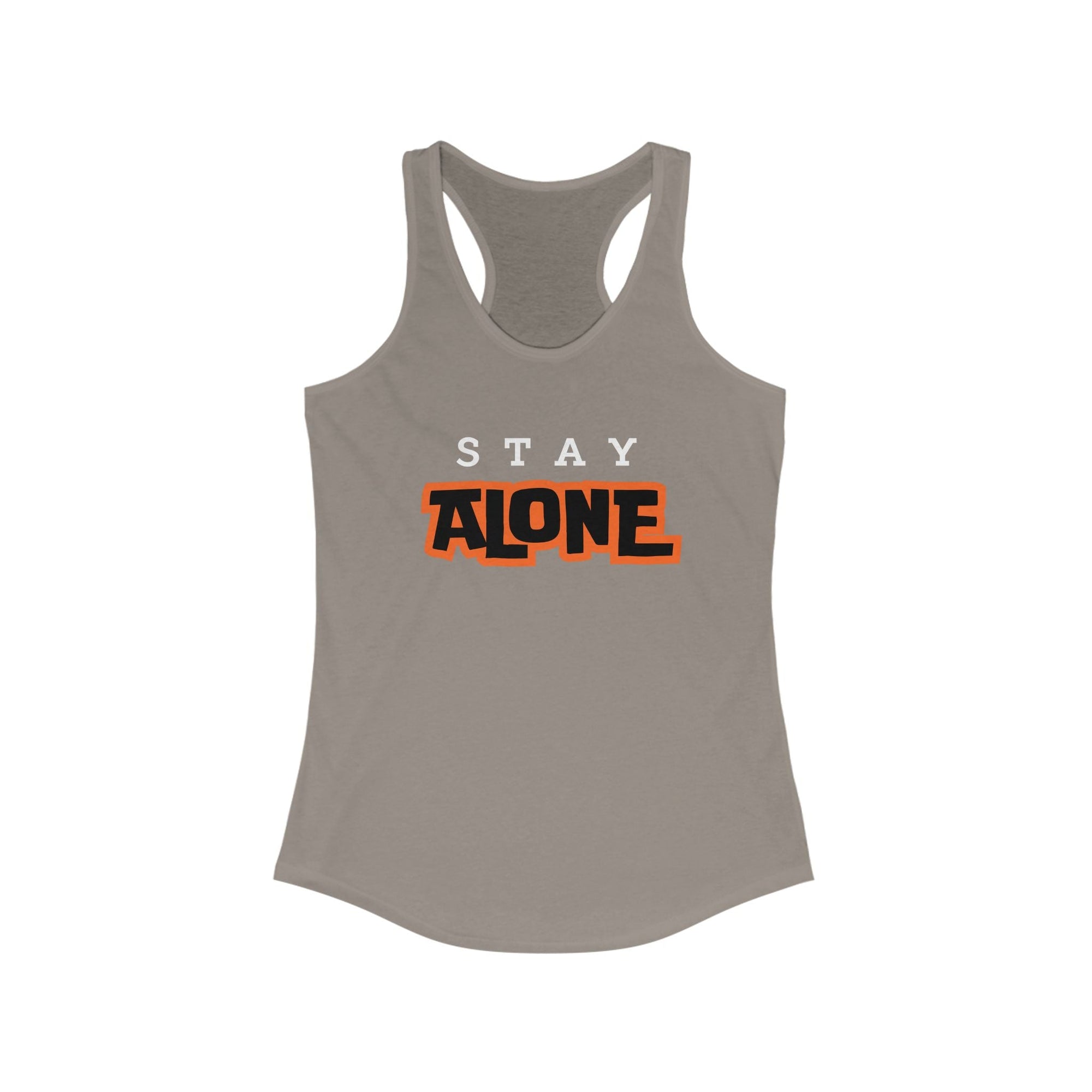 Workout Tank Tops for Women - Gym Exercise Athletic - Yoga Tops Racerback Sports Shirts - Stay Alone - Shirt Print