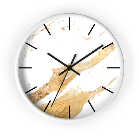 White and Gold Marble Design Elegant Wall Clock, Home Decor, Wall Art, Modern Decor for Home, Office, and Living Room