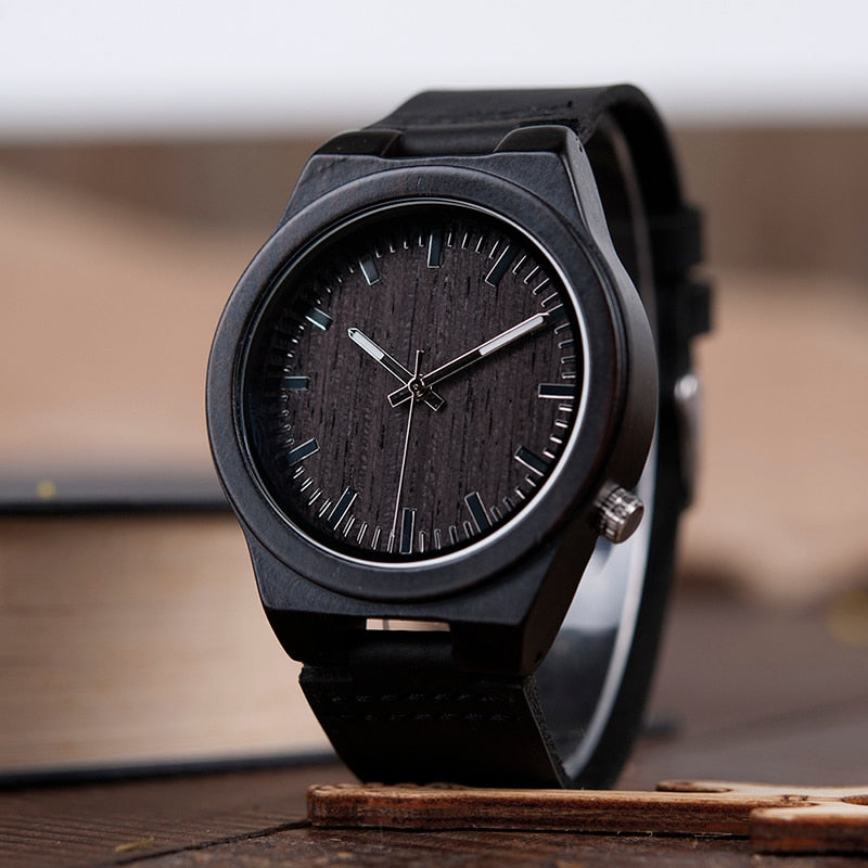 The Everyday Black on Black Bamboo Watch
