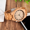 Wooden Bamboo Quartz Watch with Luminous Hands + Free Gift Box