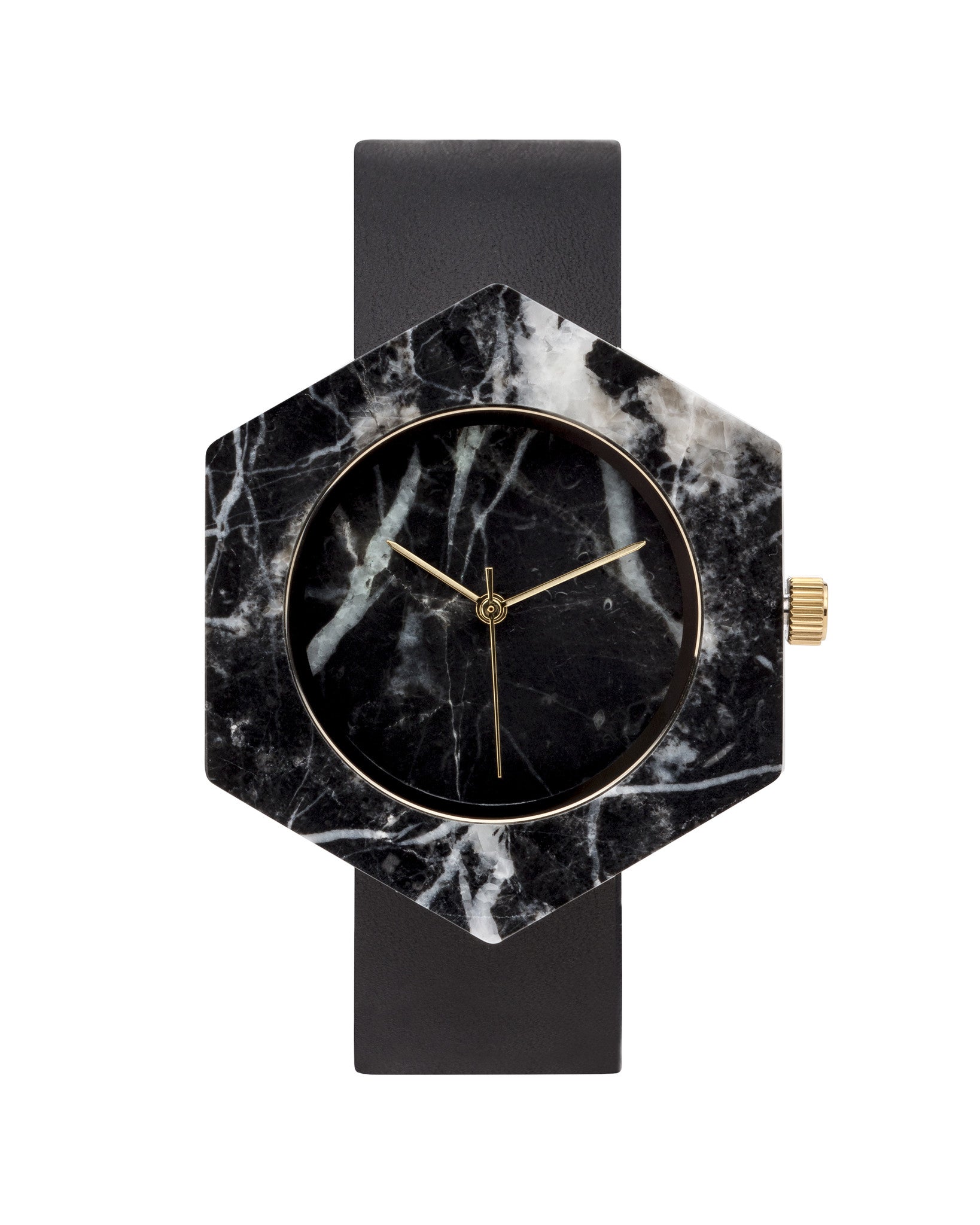 Black Marble Hex Mason Watch - Analog Watch Co.