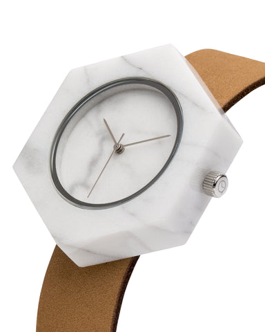 White Marble Hex Mason Watch Straps (WATCH NOT FOR SALE) - Analog Watch Co.